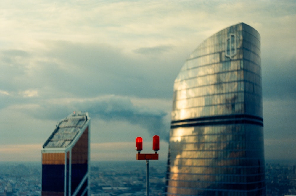 a view of a very tall building in the distance