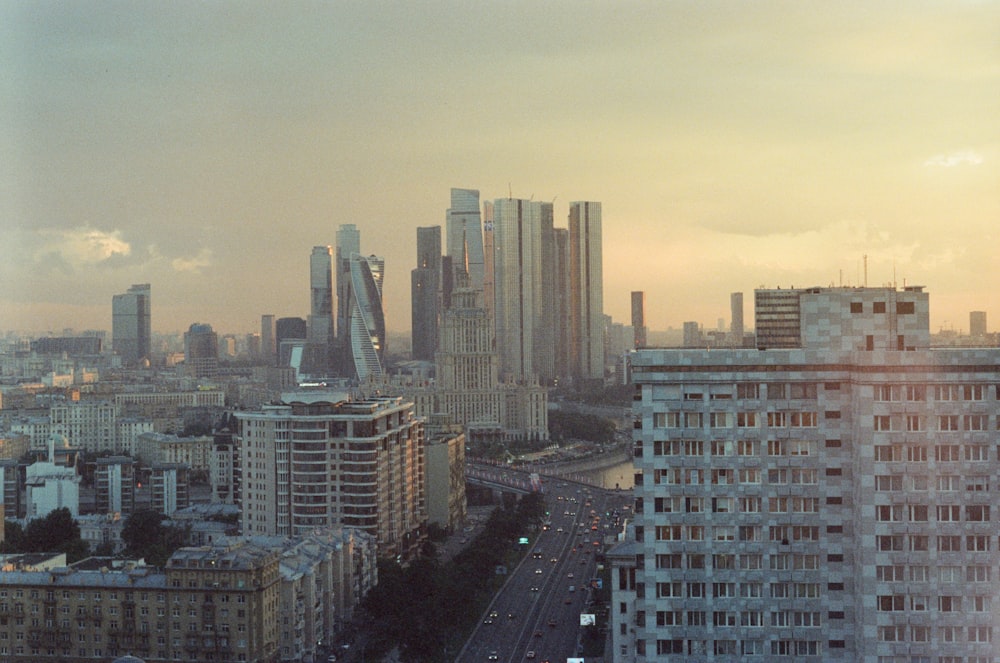 a view of a city from a tall building