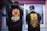 Two individuals are standing with their backs facing the camera, wearing black hoodies with bold, colorful graphics on the back. One hoodie features a portrait of a man surrounded by vibrant colors and the words 'PF Love'. The other hoodie displays a graphic of a face partially covered by a large cannabis leaf and the text 'Steven Loco'. Both individuals wear black caps turned backward.