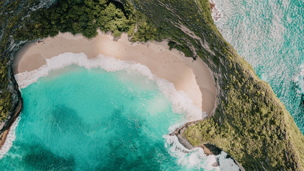 an aerial view of a body of water