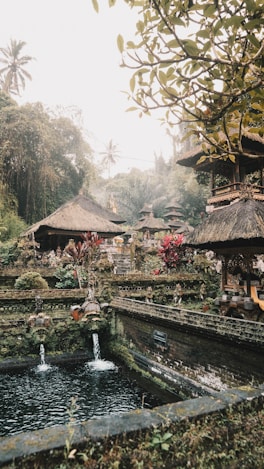 a small pond with a waterfall in the middle of it