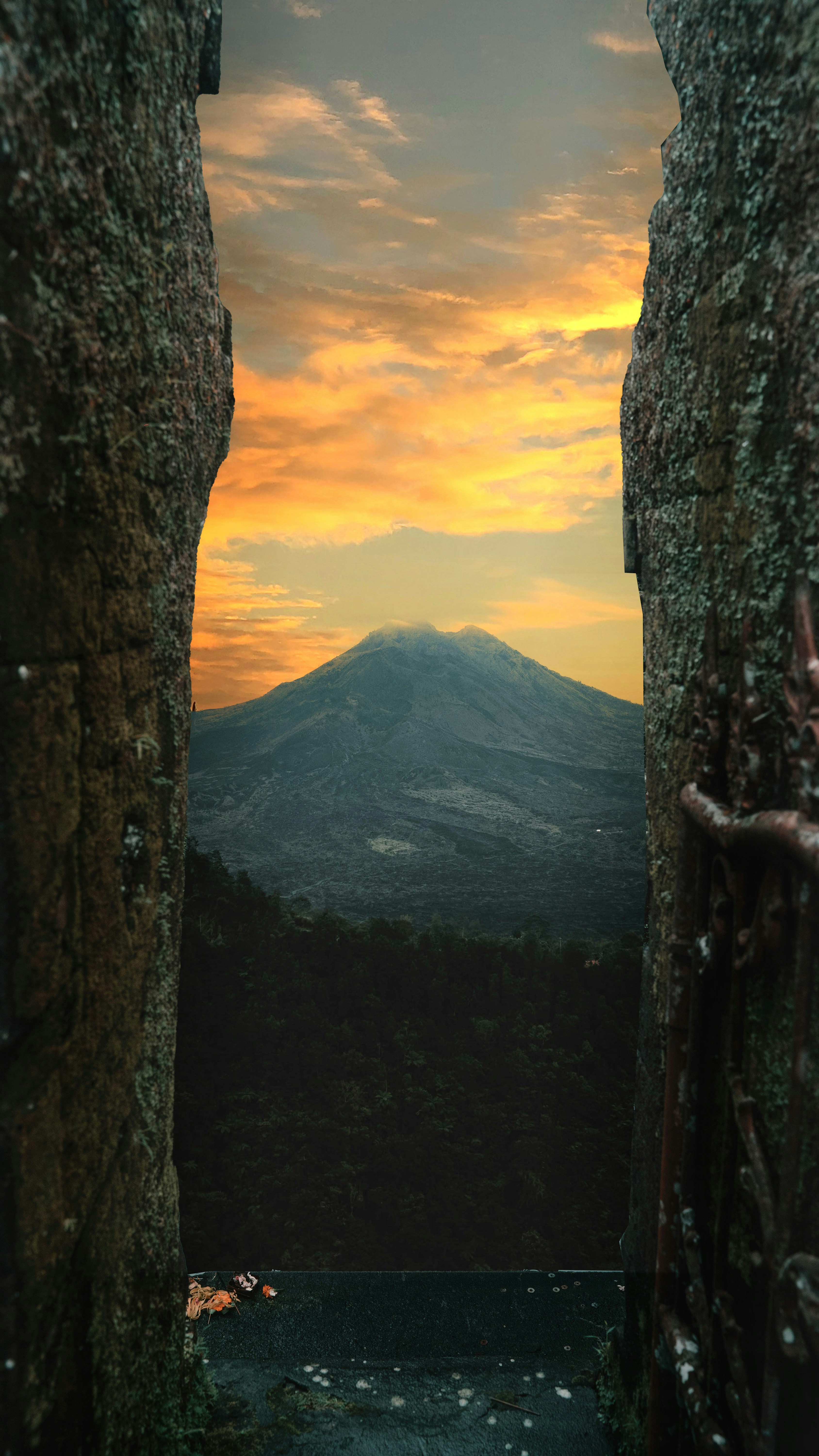 a-view-of-a-mountain-through-an-open-doorway-photo-free-indonesia