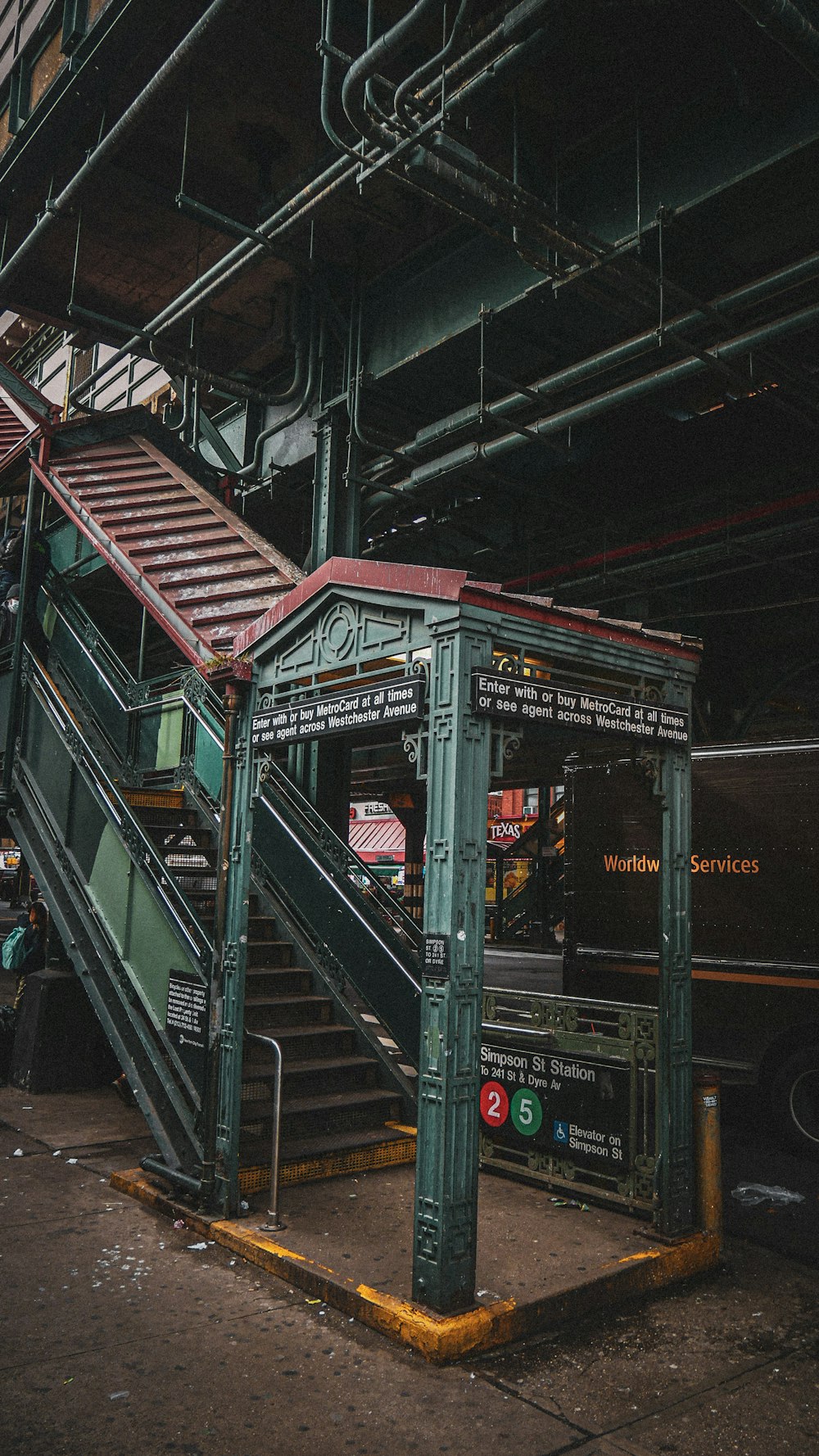 a set of stairs leading up to the top of a building