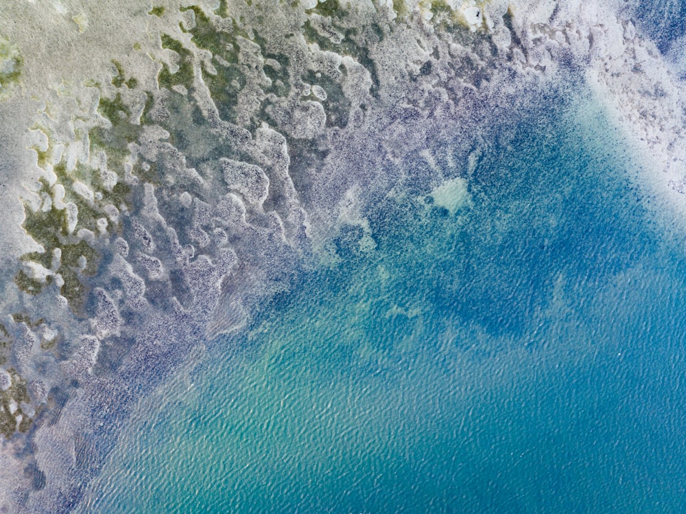 an aerial view of a body of water