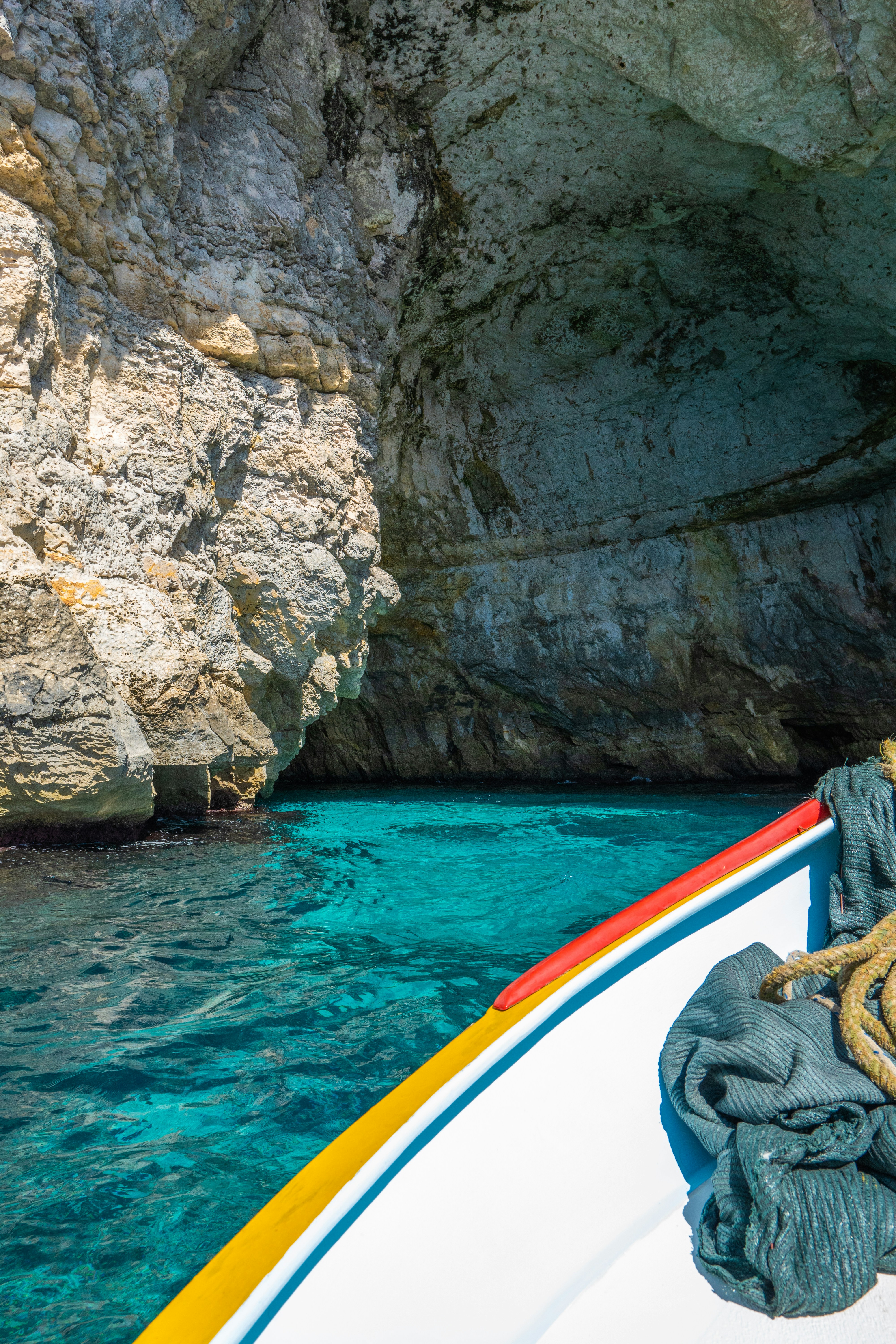 A boat with a blanket on the front of it photo Free Malta Image on