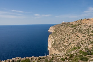 a view of the ocean from the top of a cliff