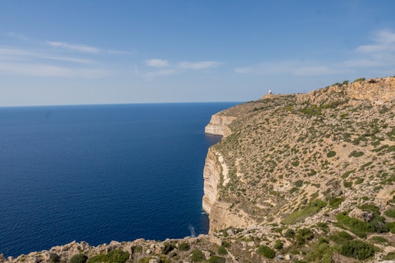 a view of the ocean from the top of a cliff