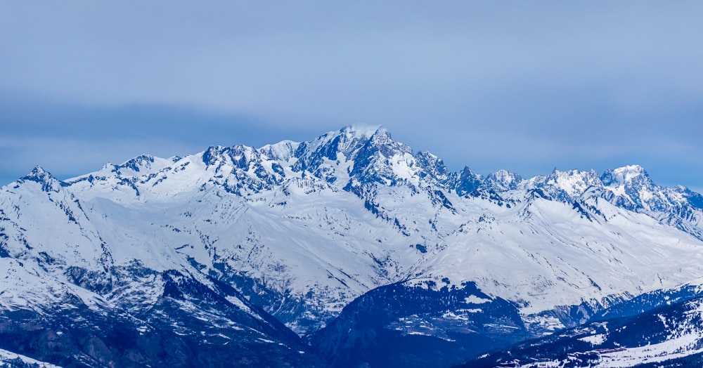 a snow covered mountain with a sky background