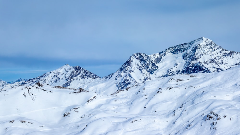 a snow covered mountain with a sky background