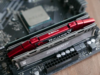 a close up of a computer motherboard