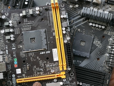 a close up of a computer motherboard