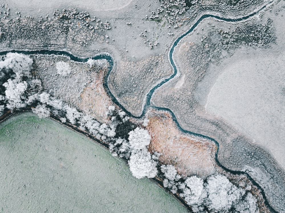 an aerial view of a body of water