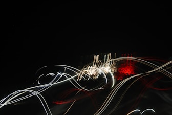 a blurry photo of a street light at night
