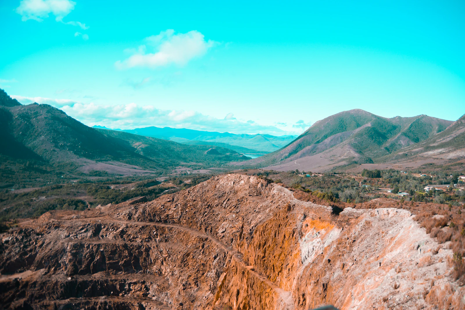 Aerial view of mountainous terrain