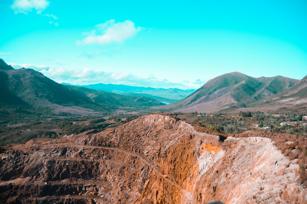 a view of a mountain range from a helicopter