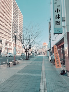 Calm residential street in Tokyo with modern low-rise buildings