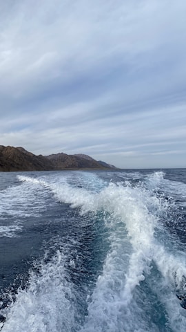 A ribx semi-rigid boat cutting smoothly through choppy coastal waters under a cloudy sky.