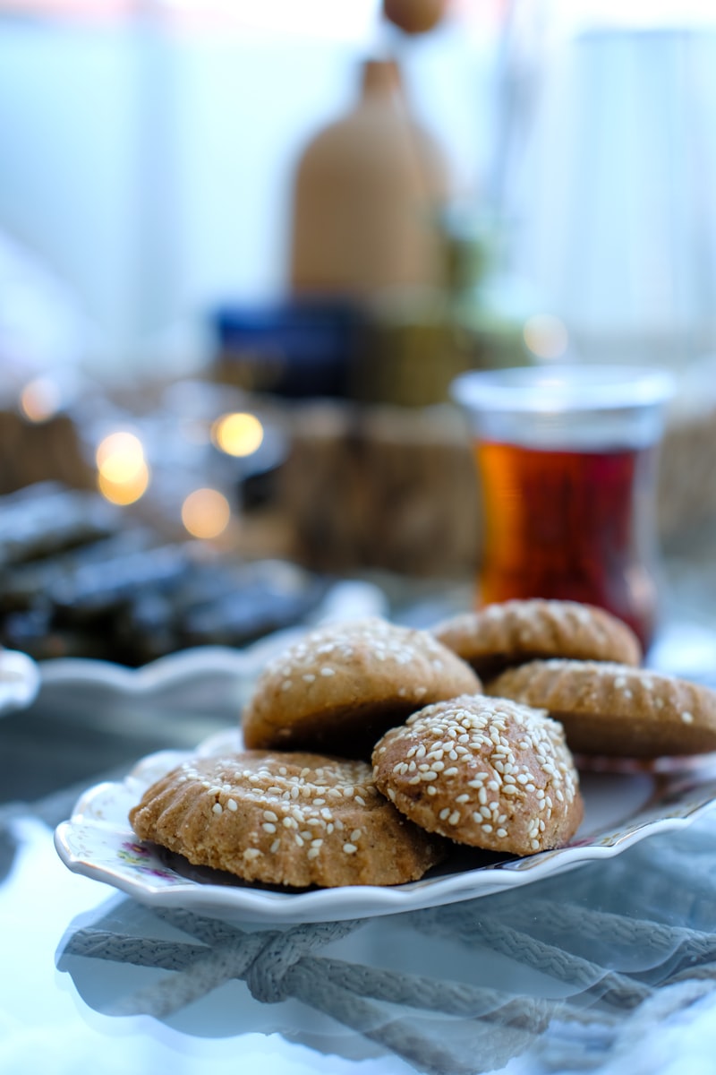 Tunisian makroudh semolina and date pastries on a plate