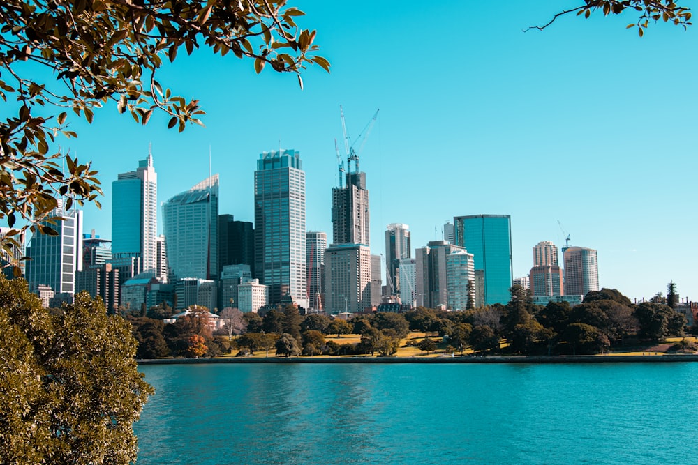 a view of a city from across a lake