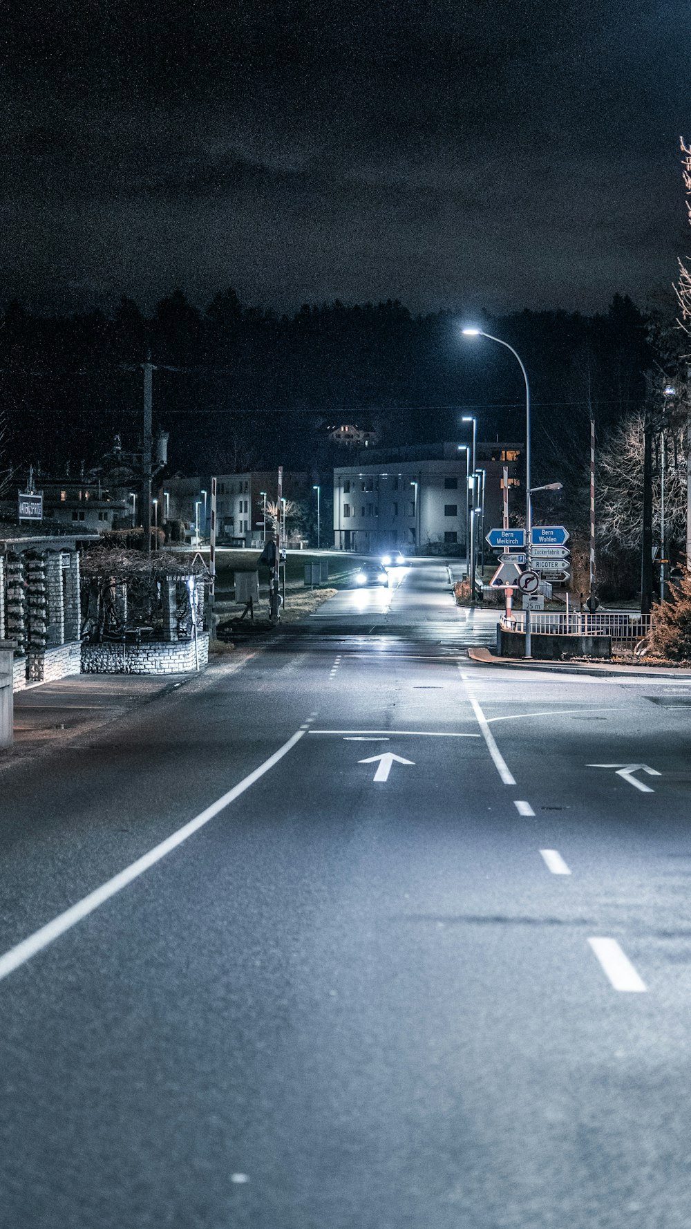 a street at night with no cars on it