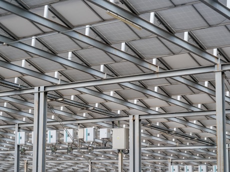 a large metal structure with lots of windows