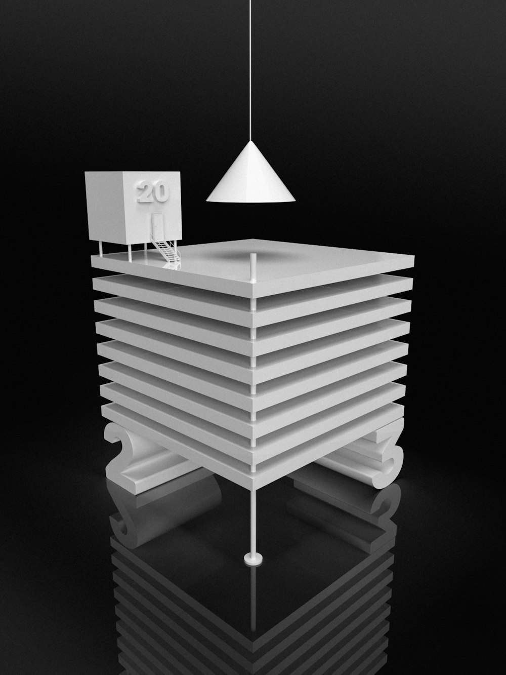 Una lámpara blanca encima de una mesa