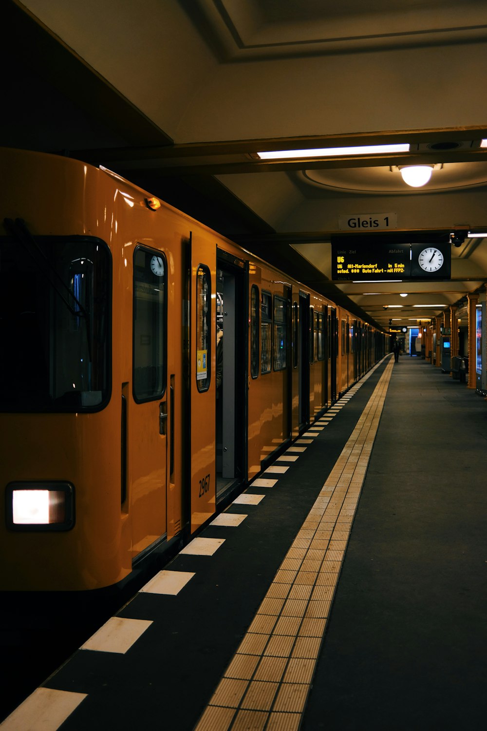 a train is parked at a train station