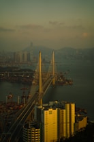 a large bridge spanning over a large body of water