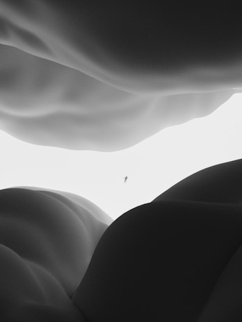 A delicate illustration of a serene figure gently floating among soft pastel clouds.