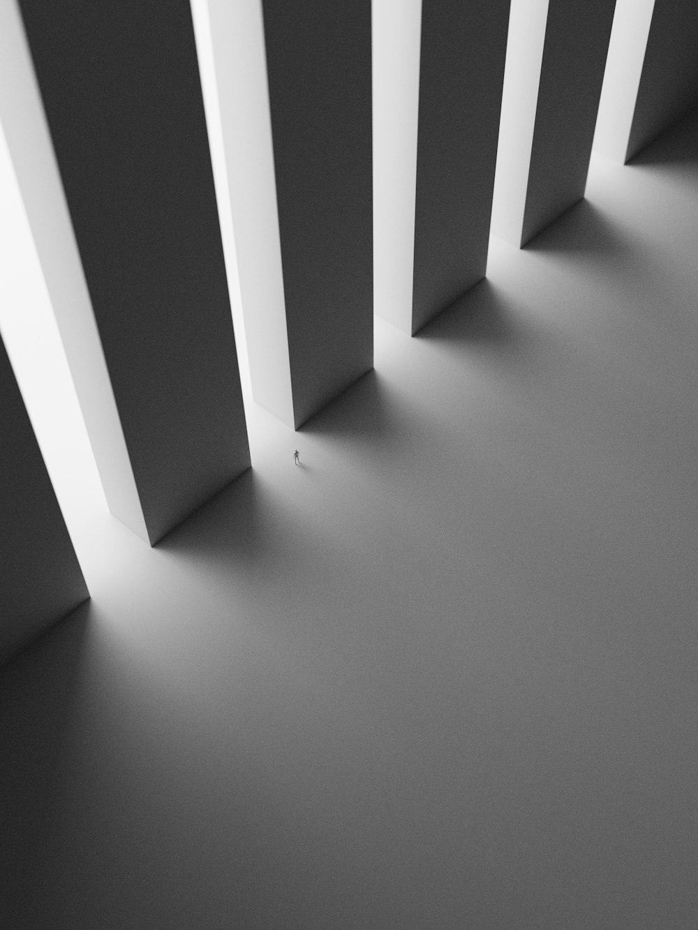 a black and white photo of a row of windows