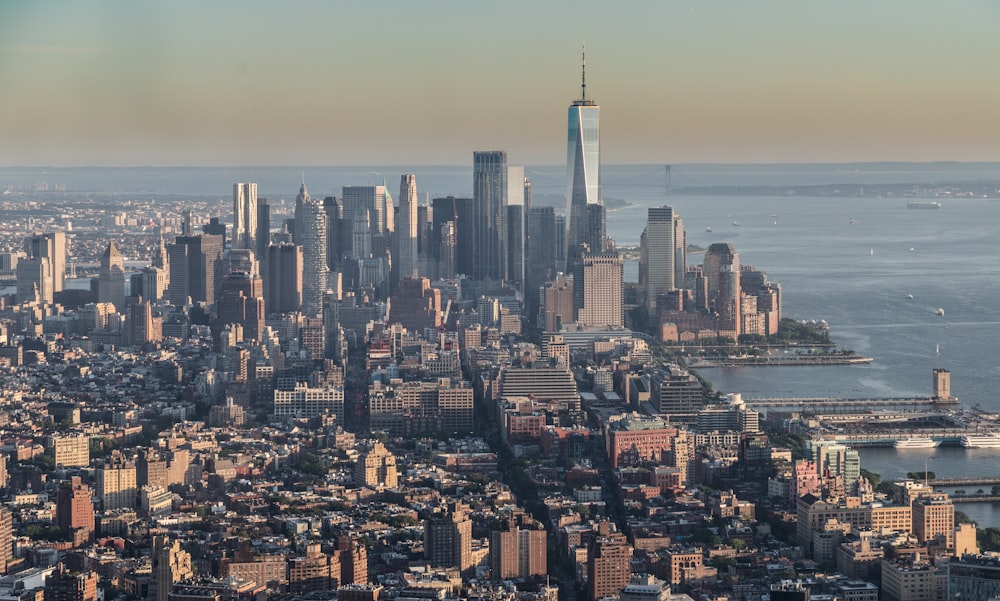 a view of a large city with tall buildings