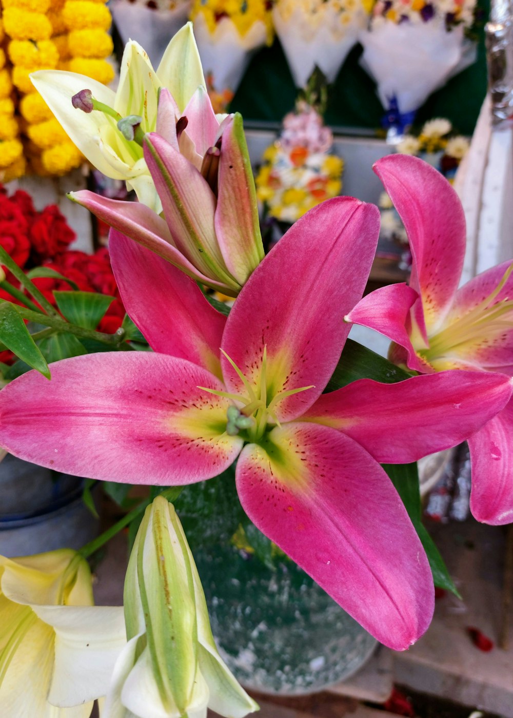 a bunch of flowers that are in a vase