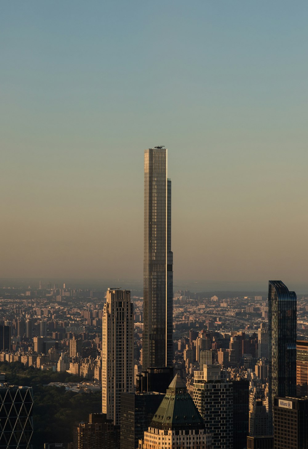 a view of a city with tall buildings