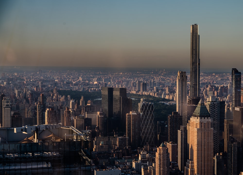 a view of a large city with tall buildings