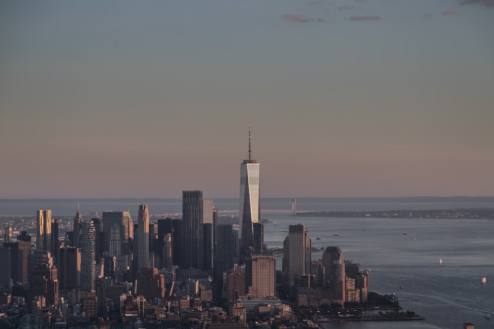 a view of a large city with tall buildings