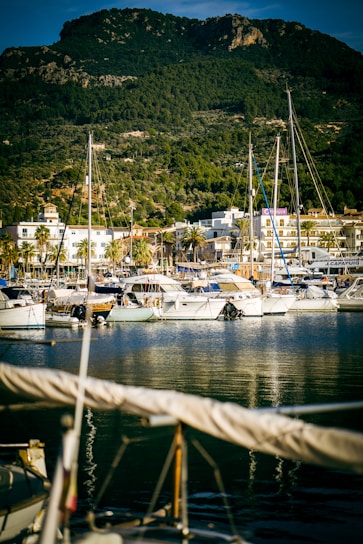 a bunch of boats in Mallorca that are in the water