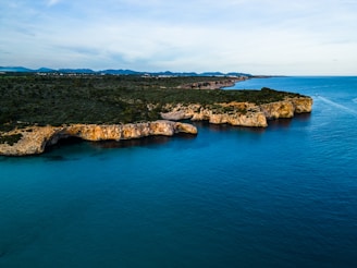 an aerial view of a body of water