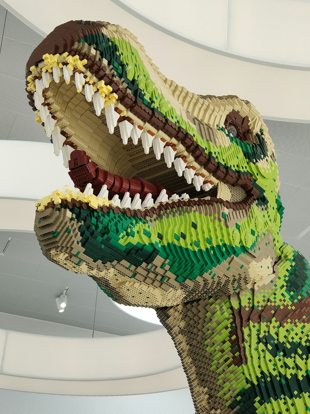 a close up of a lego model of a dinosaur