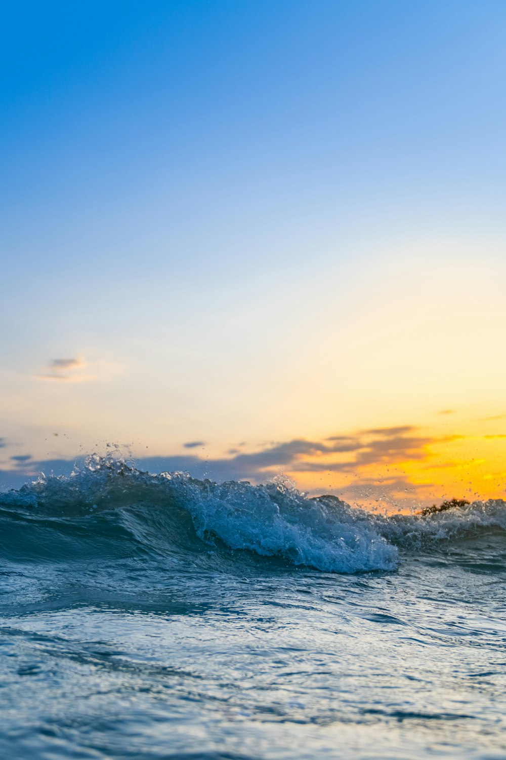 Eine Person, die auf einem Surfbrett auf einer Welle im Meer fährt