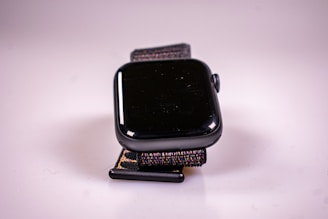 Close-up of a sleek smartwatch showcasing its features.