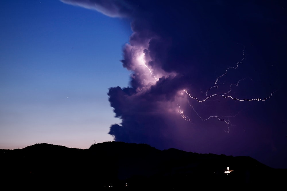 a large cloud with a lightning bolt coming out of it