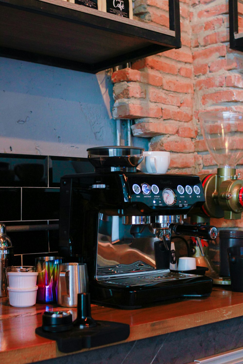 a coffee maker sitting on top of a counter