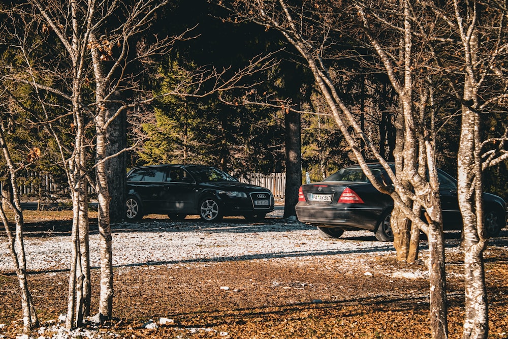 a couple of cars parked next to each other