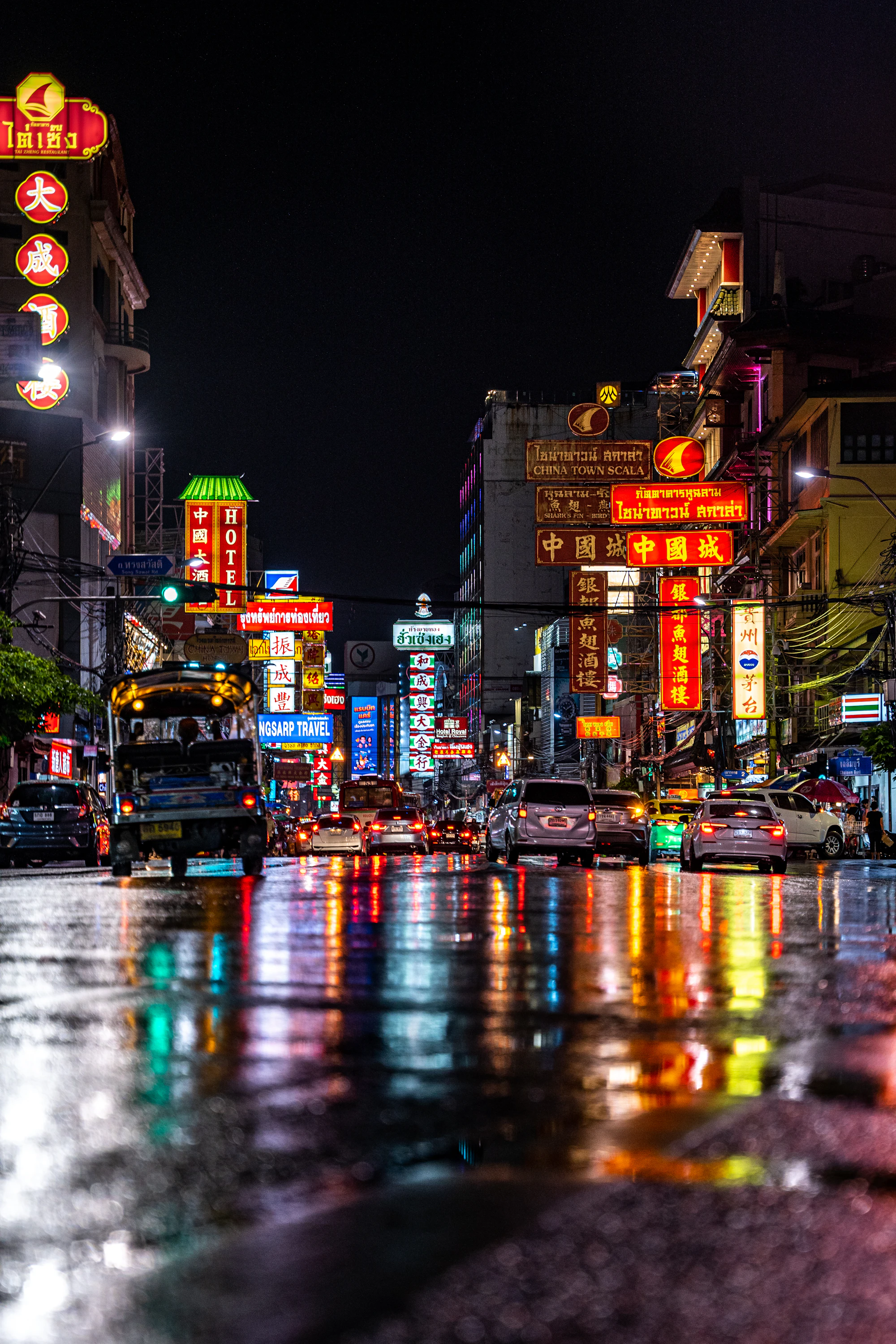 Busy city street in Thailand
