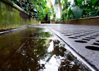 the floor of a building with a lot of water on it