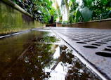 the floor of a building with a lot of water on it