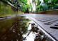 the floor of a building with a lot of water on it