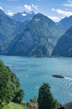 a large body of water surrounded by mountains