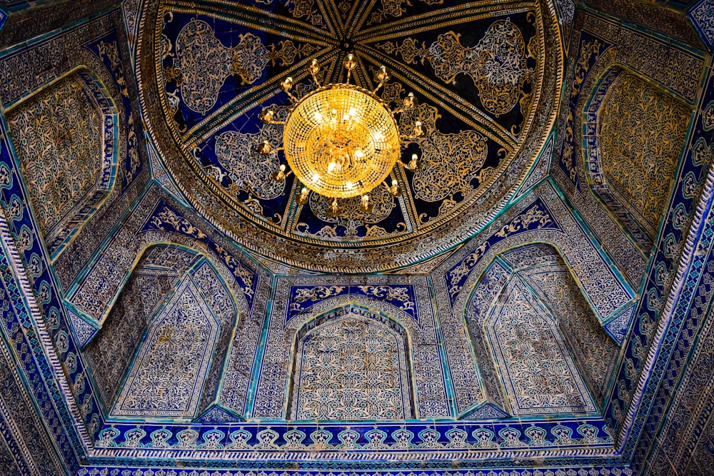 a dome with a chandelier in the middle of it