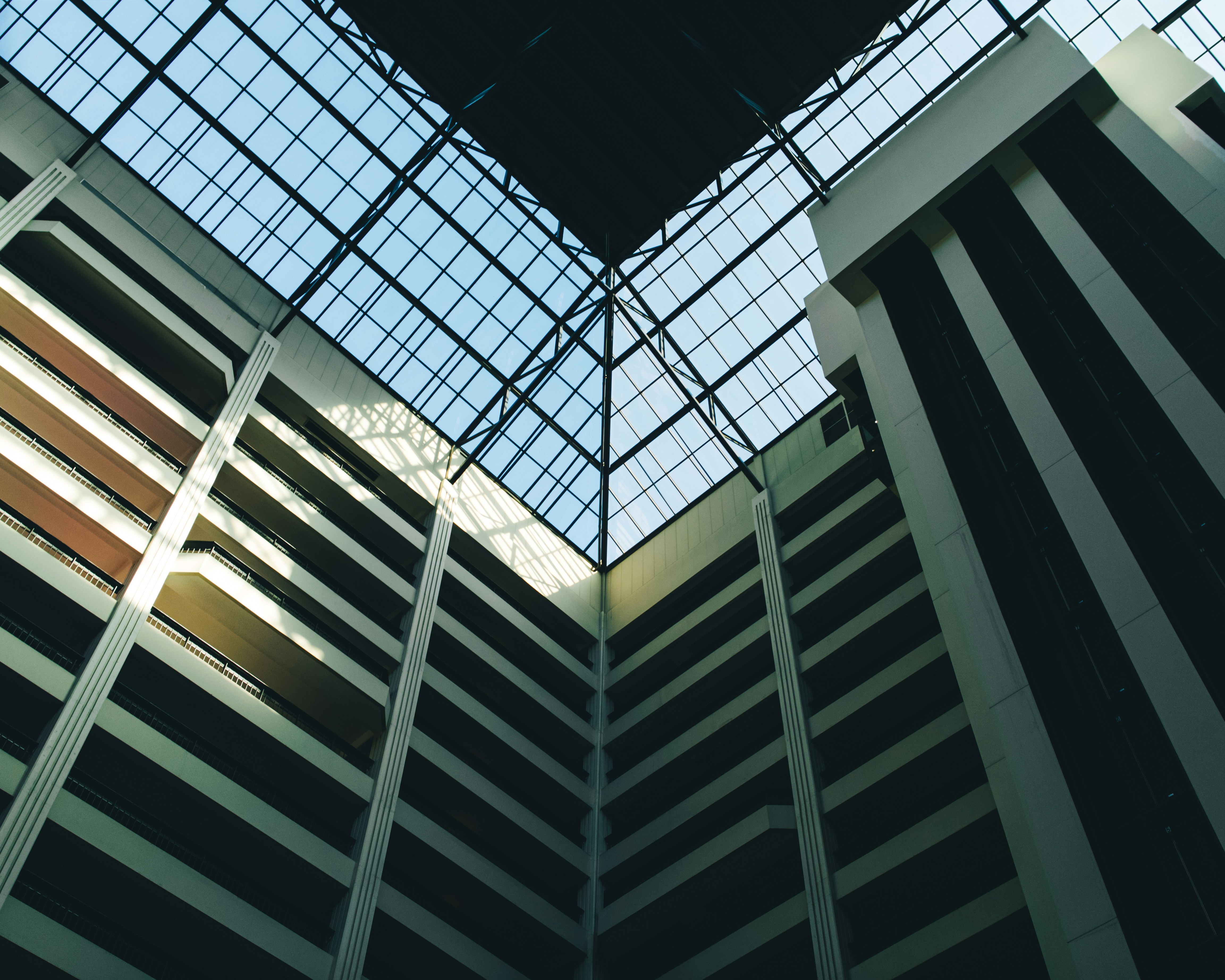 a very tall building with a skylight above it